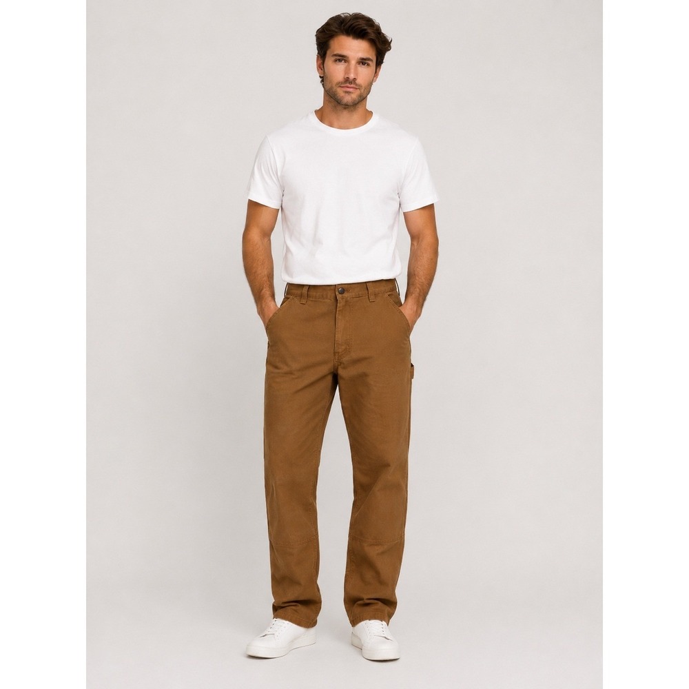 Carhartt Mens 31x30 Brown Canvas Carpenter Work Pants Straight Leg Hammer Loop‎